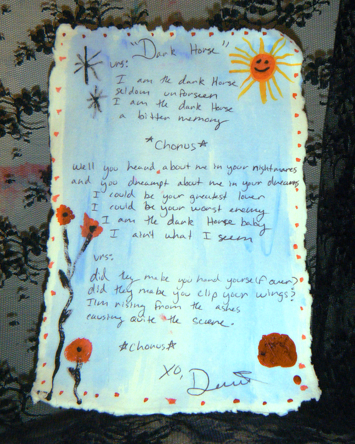 Handwritten Lyrics - "Dark Horse"